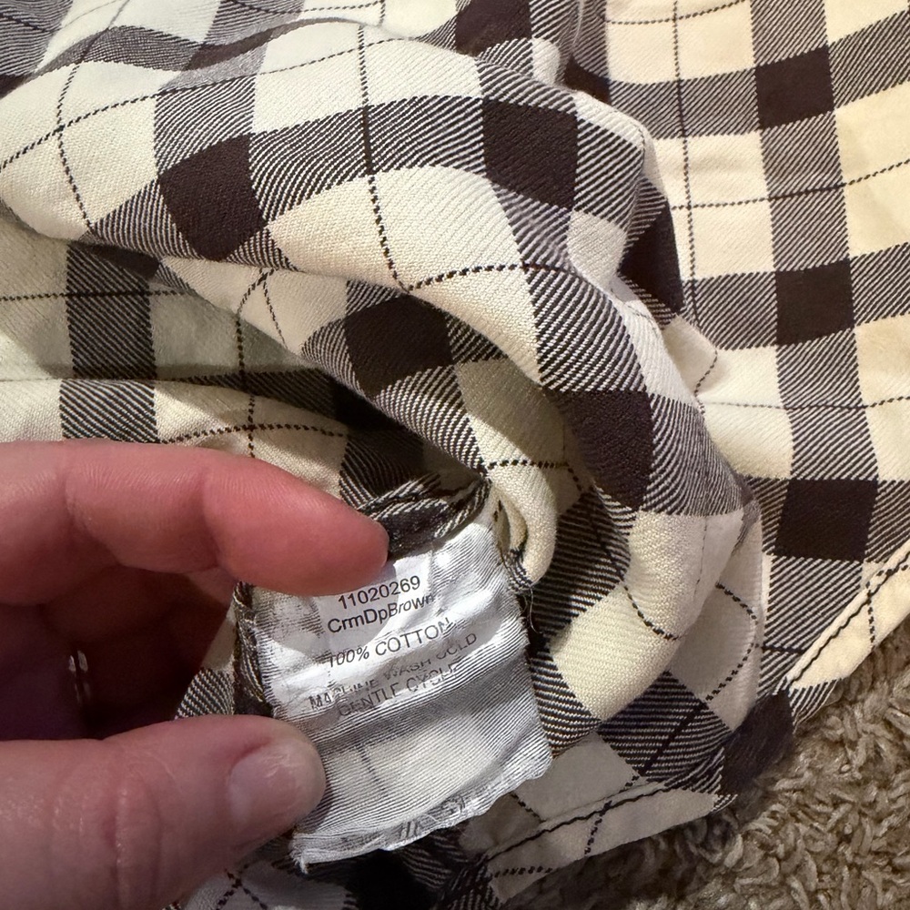 Filson Alaskan Guide Flannel Shirt Top Cream & Brown Plaid Women's Small - Picture 4 of 6
